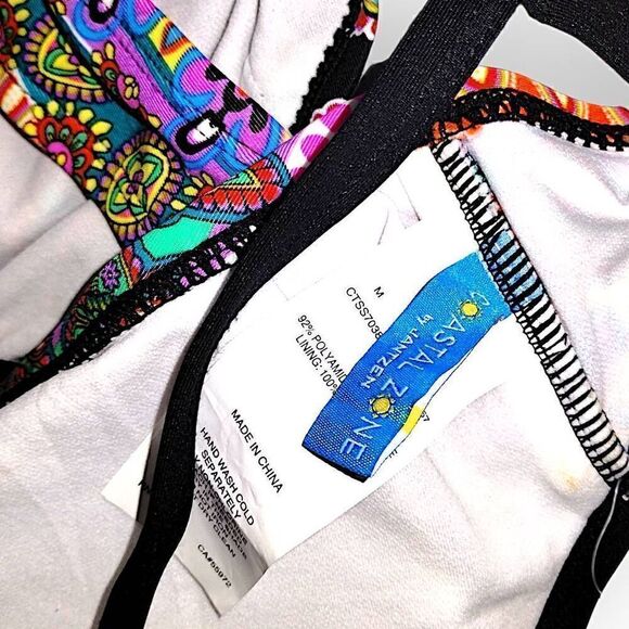 Jantzen Womens Swimsuit Sz Medium Coastal Zone‎ Diamond One Piece Criss Cross - Picture 9 of 14